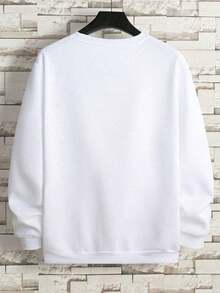 Michigan Letter Graphic Sweatshirt,Mens Winter Clothes,Crew Neck Long Sleeve T-Shirt ,Funny T Shirts,Streetwear,Graphic T Shirts,Y2K Clothes - 白色 - 查看 2