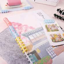 10 chiếc vòng ghim nhựa 30 lỗ, có thể ghim tối đa 85 tờ, thích hợp cho sổ tay và album ảnh tự làm. - Nhiều màu - Xem 9