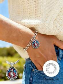 1pc Enamel Guadalupe Bracelet, DIY Jewelry Making Decoration, Daily Accessory For Women & Girls - Style 1 - View 2