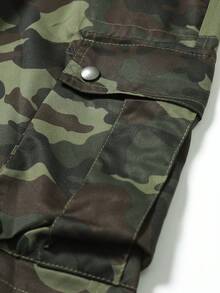 Quần short kaki rằn ri kiểu Mỹ cổ điển, quần short Bermuda dáng rộng nhiều túi, phong cách đường phố. - xanh quân đội - Xem 10