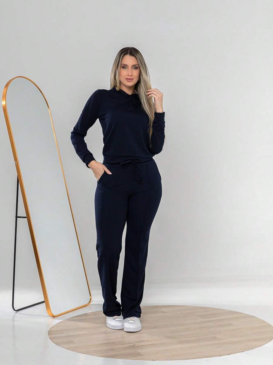 Casual Tracksuit Set Consisting Of A Top And Pants C3111 - 藏蓝色 - 查看 1