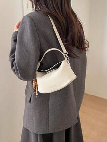 Retro Small Crossbody Bag For Women, Fashionable Versatile Commuter Shoulder Bag - White - View 3
