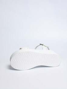 2026 New Women's White Woven Platform Wedge Sandals, Metal Buckle Ankle Strap Open Toe Elevated Shoes, Casual Commuting Versatile Sandals - White - View 10