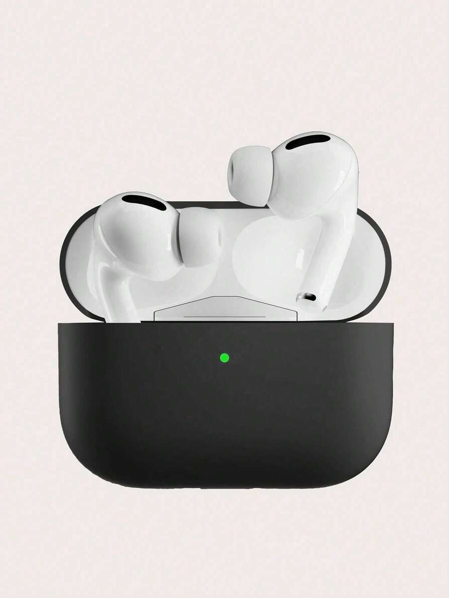 1 pieza Funda protectora de silicona de unicolor compatible con Apple 4/Pro 2 para auriculares Bluetooth - Negro - Ver 1