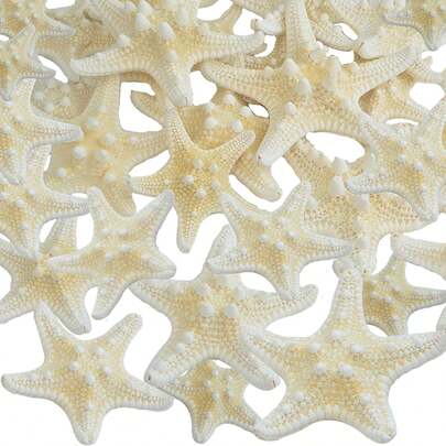 20pcs Natural Starfish Shells Five Finger Real Starfish Bulk Christmas Fish Tank Ornaments For DIY Crafts Nautical Beach Theme Party Home Wedding Decorations, 2 Sizes