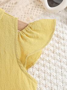 Đầm ngắn tay cổ bẻ kiểu dáng thường ngày cho bé gái, mùa hè - Màu Mù tạt vàng - Xem 4
