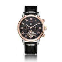 Reloj mecánico multifuncional totalmente automático de la marca Dongguan con calendario y correa de cuero para hombre. - Oro - Ver 6