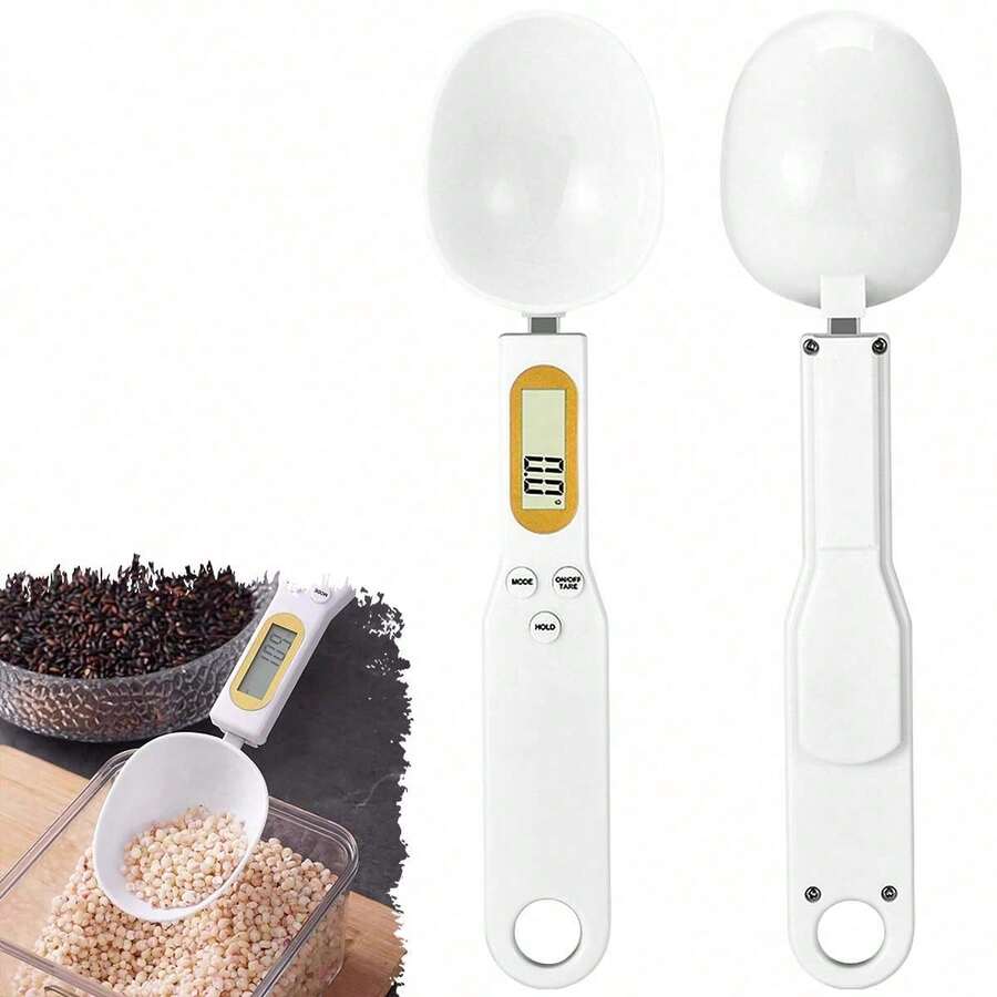 1 pieza Cuchara medidora electrónica, báscula de cocina compacta para el hogar, pantalla LED portátil, capacidad y precisión de 0.1g-500g, adecuada para medir comida para mascotas, té, leche y leche en polvo, calibración de tara/cero con un solo toque, cabeza de cuchara y gancho desmontables, bloqueo automático, conversión de múltiples unidades (G/Oz/Lb), accesorio de cocina, adecuado para cocinar, hornear y control de porciones (Batería CR2032 no incluida) - Multicolor - Ver 1