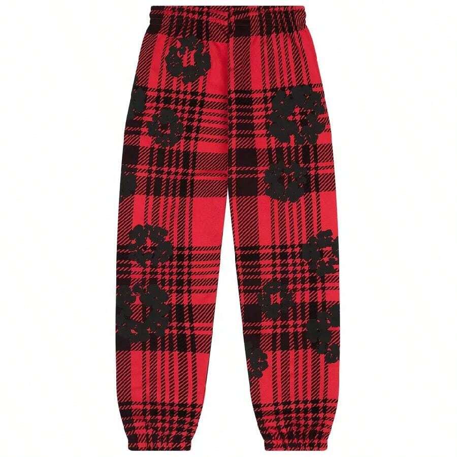 Denim Tears Plaid Cotton Wreath Sweatpants Red - 彩色 - 查看 1