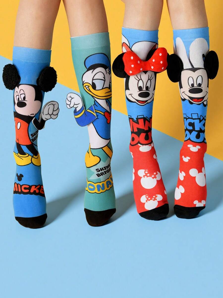 Disney 可爱的3D迪士尼米奇儿童过膝长袜，时尚儿童派对长袜，高品质礼物，开学季，趣味时尚的迪士尼小粉丝必备 - 彩色 - 查看 1