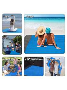 Extra Large Waterproof Beach Blanket, Foldable Waterproof Pocket Beach Mat, Portable Lightweight Picnic Beach Mat, Outdoor Picnic Blanket, Waterproof Anti-Sand Beach Blanket, Anti-Sand, Portable Outdoor Blanket, Ideal For Picnics, Travels, Camping And Hiking, Allowing You To Easily Enjoy Beach Fun And Say Goodbye To Dirt And Mess. - Blue - View 4