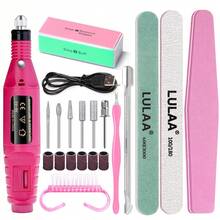 专业电动指甲打磨机，指甲锉修甲套装，低噪音高速，凝胶指甲油卸除器，修脚工具，抛光打磨机，多种电动指甲钻头可选，多功能美甲护理设备，沙龙级效果 - 彩色 - 查看 2