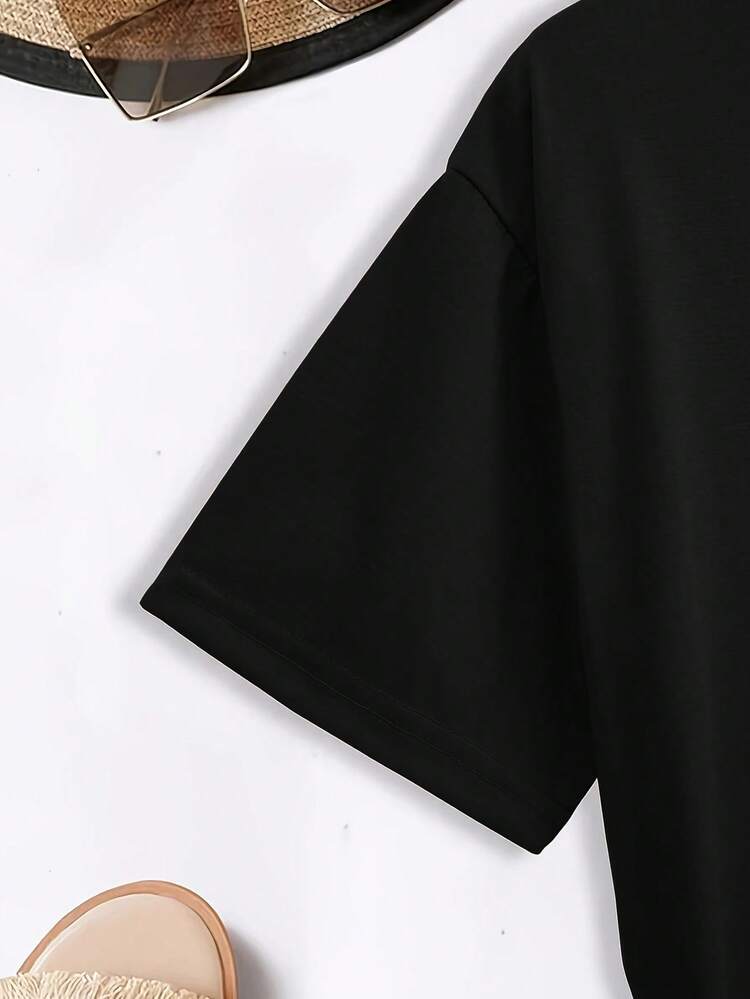 Camiseta Gráfica Marrón para Mujer "PROSECCO MOOD" - Estampado Divertido y Bonito, Ideal para Brunch de Verano, Días en la Playa y Reuniones con Amigos - Atuendo Casual a la Moda en Tonos Tierra, Ropa Deportiva de Verano para Mujer - Negro - Añade 3