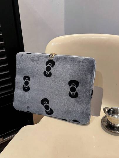 1pc 11"/13"/15" Laptop Sleeve, Gray & Black Velvet Casual Unisex Protective Bag, Compatible With Macbook, HP, Fits Girls, Teens, Boys, College Students, 9-15" Tablet Sleeve, Shock-Proof Pouch For Air 4/5, Pro,