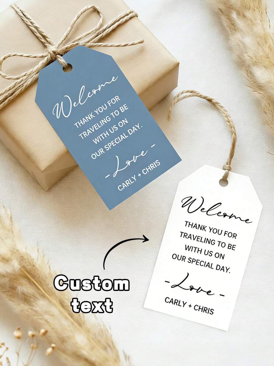 Personalized Thank You Gift Tags - Custom Text Wedding Welcome Bag Tags, Bridal Shower & Party Favors.Custom Wedding Favor Tags - Personalized Welcome Bag Labels For Guests, Bridal Party & Special Day Gifts. - Multicolor - View 1