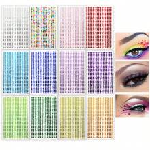 12pcs/Set 3mm Crystal Face Jewelry, Eye Corner Decor, Self-Adhesive Rhinestone Stickers, 12 Colors, Suitable For Party, Festival, Music Festival,Concert Look,Face Gems - Multicolor - View 2