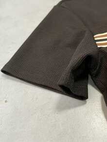 Men's Casual Sports Set, Waffle Texture Fabric, Everyday Casual, Commuting, Street Fashion, Outdoor Sports - Black - View 4
