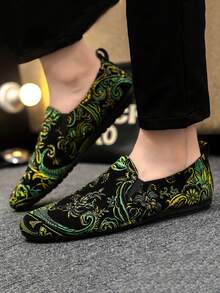 Men's Loafers New Casual Shoes Versatile Moccasins Slip-On Fisherman Shoes Slouchy Shoes Youth Shoes Canvas Flat Boat Shoes Men's Shoes Black Formal Shoes Casual Cloth Shoes Leather Shoes (Run Small And Narrow, Please Order 2 Sizes Up) - Green - View 5