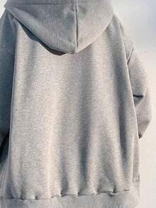 Open-Back Sweatshirt With Zipper And Hood For Cold Weather, Winter, Plain Jacket. - Light Grey - View 3