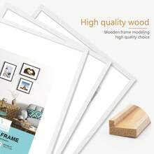 1/3pcs, 30x40cm/A4/A3 Wooden Photo Frame, White Solid Wood Frame, Memory Collage Frame, Simple White, Wooden Texture, Home Wall Decor Frame, Art Work Display Frame, Poster Frame, Classic Frame - White - View 2