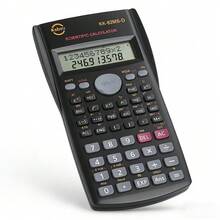 KK-82MS-D 科學計算機，雙行 LCD 顯示，240+ 功能，代數/三角函數/統計，12 位數，記憶功能，自動關機，電池供電 - 不含電池，返校季 - 黑色 - 查看 12