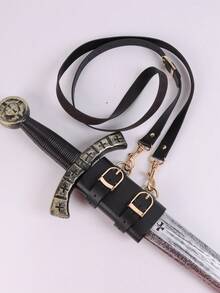 1 PC Medieval Retro Crossbody PU Leather Sword Scabbard, Adjustable Sword Scabbard Strap. Knight Cosplay Weapon Holder, Viking LARP Roleplay Accessory(Sword Excluded) - A - View 5