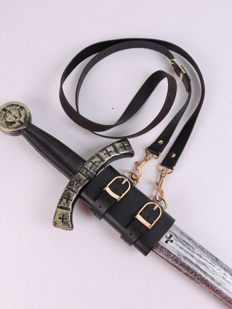 1 PC Medieval-Style Adjustable PU Leather Harness With Buckle Straps - Cosplay Costume Accessory For Renaissance Festival & LARP - A - View 1