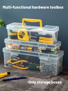 Multi-Functional Metal Tool Box, Tool And Parts Storage Box, Multi-Compartment Portable Transparent Tool Storage Box, Household Screwdriver Wrench Hardware Accessories Storage Box, Toy Storage Box, Portable Divided Storage Box - Multicolor - View 2
