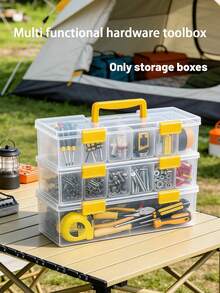 Multi-Functional Metal Tool Box, Tool And Parts Storage Box, Multi-Compartment Portable Transparent Tool Storage Box, Household Screwdriver Wrench Hardware Accessories Storage Box, Toy Storage Box, Portable Divided Storage Box - Multicolor - View 1