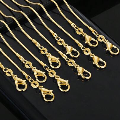 18K Gold Plated 5/10pcs/Lot 16/18/20/22/24/26/28/30 Inch 1.2mm Snake Chain Necklace For Woman Man Fashion Jewelry