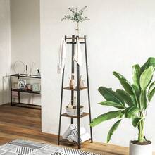 Compact Freestanding Coat Rack - Black/Brown - Rustic Brown - View 9