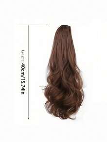 15 Inch Synthetic Clip-In Curly Wavy Ponytail Hair Extensions, Brown And Blonde Tones Thickening Hair Pieces, Suitable For Daily Wear And Party To Increase Hair Volume - Multicolor - View 2