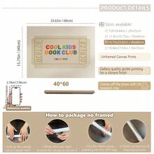 1pc Canvas Wall Art With Frame, Decor For Children's Room, Cool Kids Reading Club Admission Ticket, Colorful Children's Room Decor, Beige Landscape Wall Art, Children's Home Decor, Suitable For: Children's Room Decor, Game Room Decor, Nursery Decor, Playroom Decor, Preschool Decor, Girls Bedroom Decor, Boys Bedroom Decor, Nursery Decor - Multicolor - View 16