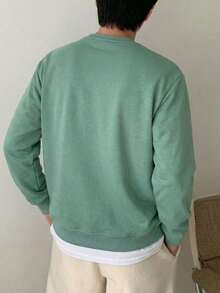 Men's Crew Neck Great Quality "Nothing" Script Graphic Mint Green Sweatshirt - Mint Green - View 2