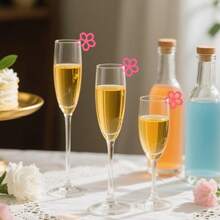 8Pcs Acrylic Wine Glass Tags Purple Butterfly Pink Bowknot Cat Rose Pink Cherry Blossoms Drink Markers For Cups Reusable Blank Drink Charms For Birthday Wedding Party Decoration Accessory - Cherry Blossoms - View 4