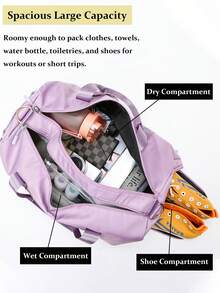 1PC Sports Fitness Bag For Women, Large Capacity Sports Luggage Bag, Training Bag,Swimming Training Bag, Short-Distance Travel Luggage Bag, Large Capacity Waterproof Gym Bag, Shoulder Travel Bag, Clothing Storage Bag, Dry And Wet Separation Independent Shoe Compartment Fitness Bag, Overnight Vacation Luggage,Weekend Carry-On Bag,  Handbag, Toiletry Bag Wash Bag Toiletry Travel Bag Makeup Storage Beach Bag Vacation Holiday Essentials School Supplies Travel Essentials, Suitable For Business, Vacation, Outdoor, Skiing, Fitness Travel, Overnight, Tote, Sports, School Supplies, Student Back-To-School, Tote, Weekend Bag, Couples Bag[US Local Warehouse]The Best Gift Choice, Birthday Gift - 彩色 - 查看 5