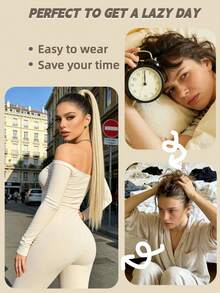 Coleta con clip de 28 pulgadas, cabello liso largo, natural y realista, adecuado para fiestas de mujeres, festivales, festivales de música, accesorios para fiestas, uso diario, salones de belleza, cosplay, bodas, Y2K, Lolita, JK, adecuado para cabello fino, principiantes y todos los tonos de piel, accesorios para el cabello - Multicolor - Ver 9