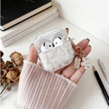 透明白色线条花朵TPU耳机保护套+花朵钥匙扣挂件，适用于苹果第四代、第二代/第三代新款软保护套 - 彩色 - 查看 4