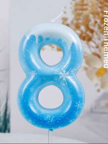 1件裝 藍色雪花數字0-9冰雪主題生日週年派對蛋糕裝飾蠟燭 - 查看 11