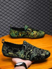 Men's Loafers New Casual Shoes Versatile Moccasins Slip-On Fisherman Shoes Slouchy Shoes Youth Shoes Canvas Flat Boat Shoes Men's Shoes Black Formal Shoes Casual Cloth Shoes Leather Shoes (Run Small And Narrow, Please Order 2 Sizes Up) - Green - View 6