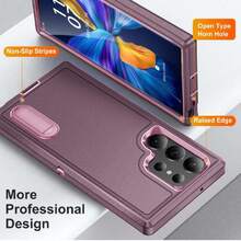 Case For Samsung Galaxy S23 Ultra Layer Case - Built-In Stand With Two Screen Protectors - Pink, 41813063 - Red Violet - View 5