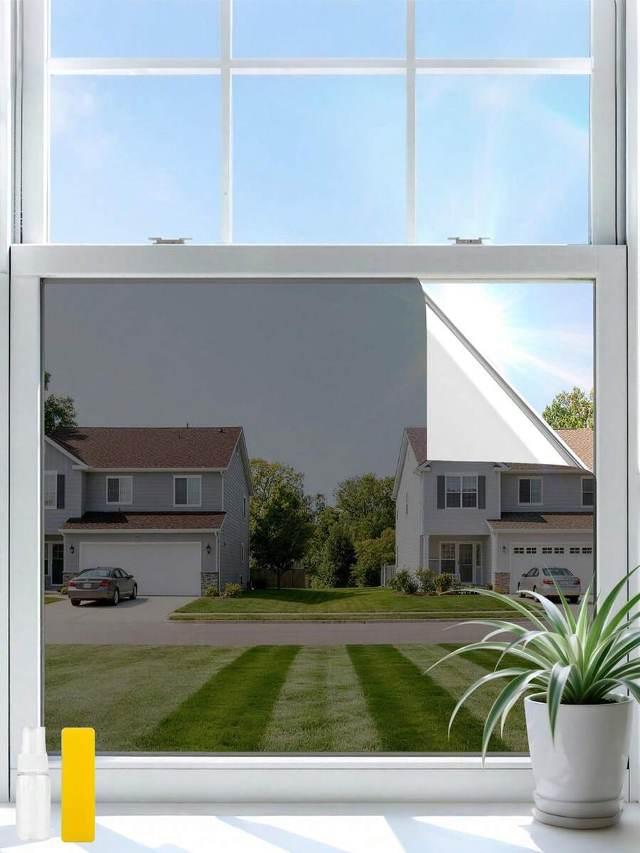 One-Time Use Privacy Window Film, Comes With Tool, Blocks UV Rays, Heat Insulation, Static Cling No Adhesive, See Outside But Not Inside During Daytime