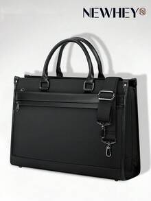 NEWHEY Business Bag Men's Large Capacity Job Bag YKK Zipper 15.6 Inch Waterproof Finish A4 Self-Standing 2way Commuter Business Trip Interview Bag - Black - View 8