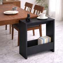 Shoze Modern Side Table With Magazine Rack Narrow End Table Slim Storage Organizer For Living Room Bedroom Office 55x20x65cm - Black - View 6