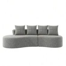 Sofas & Couches - 淺灰色 + 亞麻布 + 泡棉 + 四座 - 查看 7