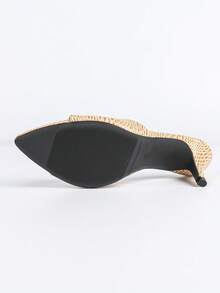 Giày sandal cao gót nữ, kiểu dáng hiện đại, thanh lịch, chất liệu da PU giả da rắn, mũi nhọn, thích hợp cho các bữa tiệc, mùa xuân/hè. - Màu be - Xem 11