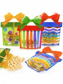 6/12pcs Assorted Bow, Stripe, Polka Dot Pattern Self-Sealing Bags, Gift Candy Storage Bags, 3 Patterns Party Favor Gift Packaging Bags, Suitable For Holiday Party Gifts - A - View 6