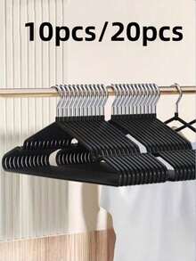 10/20/40/60/100pcs Non-Slip Coated Hangers, Muted Color Luxury Home Closet Organizer - Black - View 1