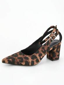Women's Pointed Toe High Heel Shoes, Leopard Print, Backless, Elegant, Versatile, Spring/Autumn - Leopard - View 7
