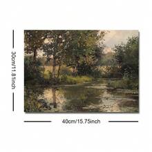 1 Tranh phong cảnh đồng quê, hồ nước, cây cối, có khung/không khung, tranh canvas phong cảnh mộc mạc cổ điển, tranh treo tường trang trí nhà nông thôn, nhà tranh kiểu nông trại, tranh retro cho căn hộ, phòng khách, phòng ngủ, trang trí nhà hiện đại. - A - Xem 9